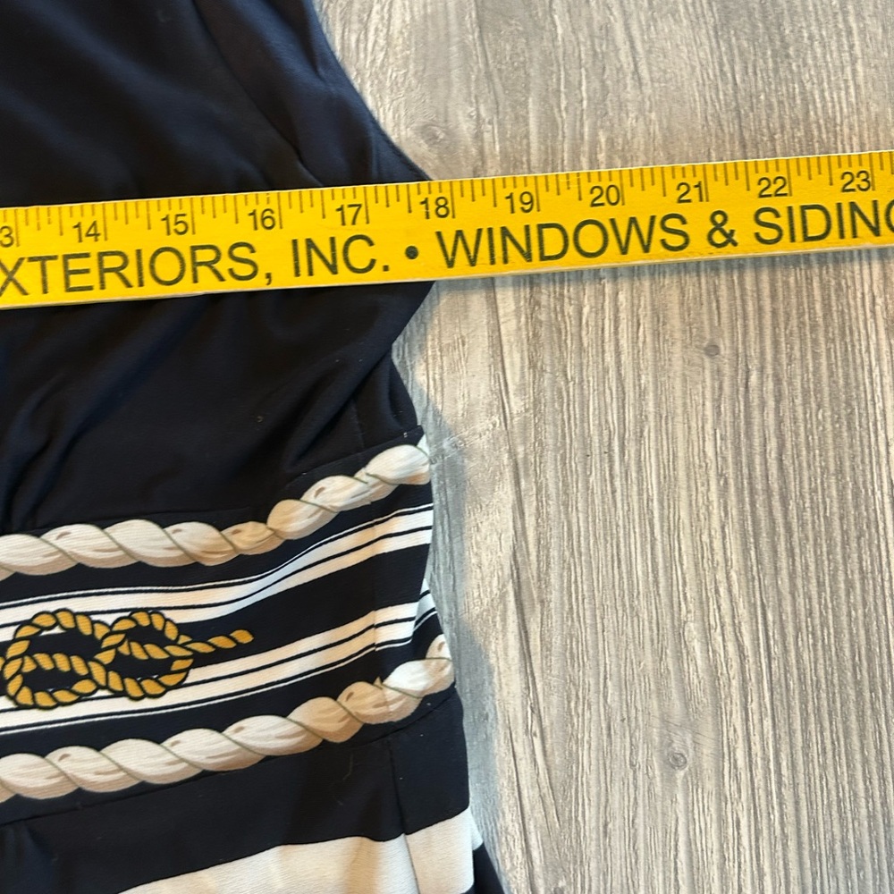 Boston Proper Nautical Rope Stripe Maxi Dress Navy Yellow White Sleeveless Sz 16 - Picture 12 of 14